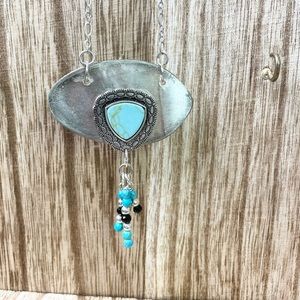 New Turquoise Silver Necklace long